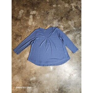 Bloomchic Shirt Waffle Knit Womens Size 2X Blue Gray Color Long Sleeve